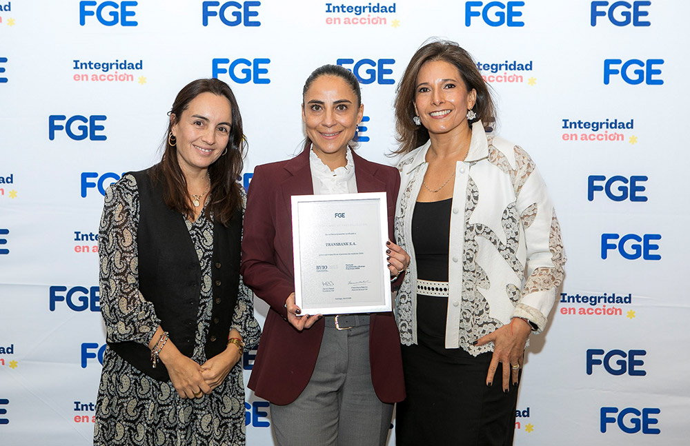 Por tercer año consecutivo: Transbank recibe Reconocimiento al Compromiso con la Integridad otorgado por Fundación Generación Empresarial