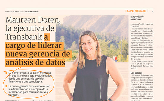 Maureen Doren, la ejecutiva de Transbank a cargo de liderarnueva gerencia de análisis de datos
